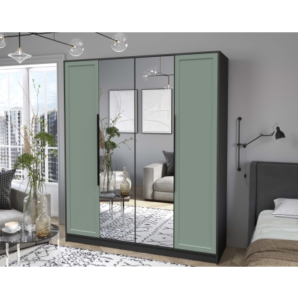 Шкаф распашной Тренд КТ-Ш4 (з) (Антрацит ЛДСП/ Мята ЛМДФ) Ш1800 В2128 Г547